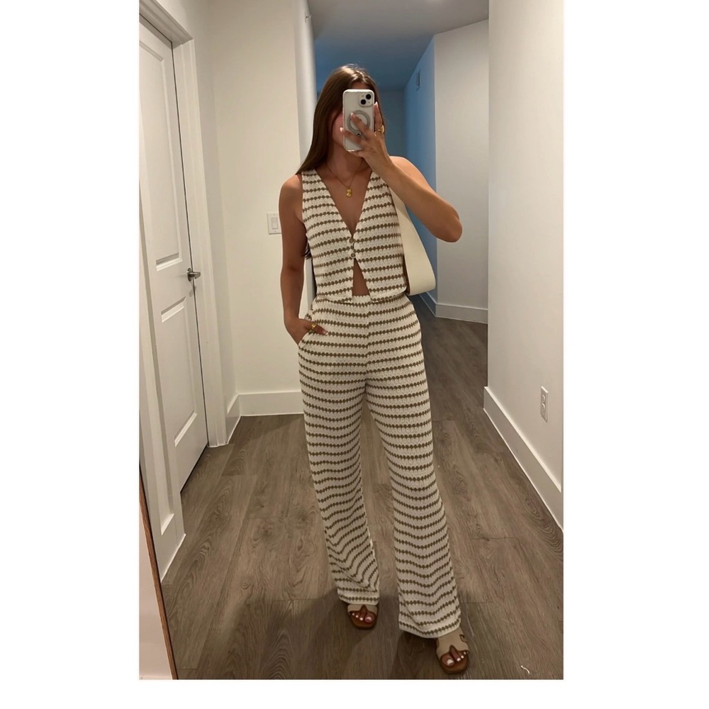 Striped Cream  Jumpsuit set